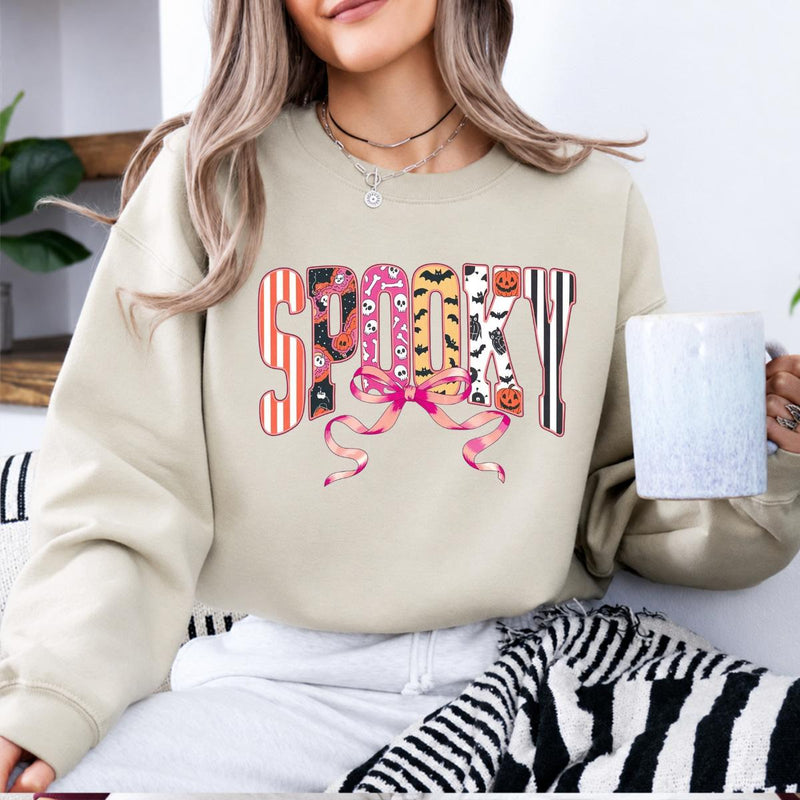 Coquette Halloween Sweatshirt and T-Shirt Spooky Bow Halloween Fall Spooky Season Women Cute Coquette