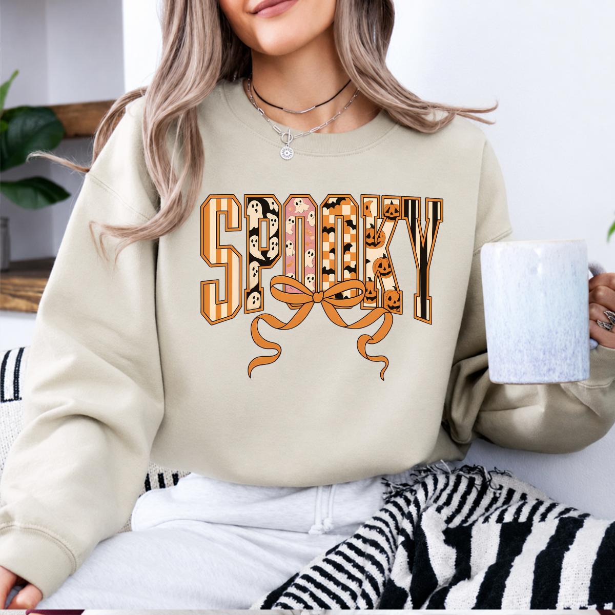 Coquette Halloween Sweatshirt and T-Shirt Spooky Bow Halloween Women Retro Cute