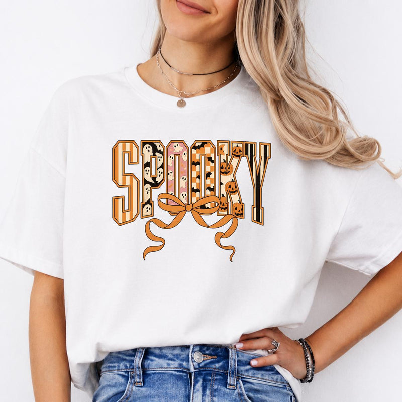 Coquette Halloween Sweatshirt and T-Shirt Spooky Bow Halloween Women Retro Cute