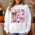 Coquette Halloween Sweatshirt, Ghost Pumpkin and Leopard Bow Graphic, Girly Spooky Season Gift for Her
