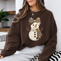 Coquette Snowman Sweatshirt, Leopard Bow Christmas, Cute Winter, Trendy Holiday Graphic Gift for Women