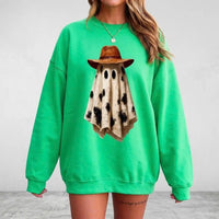 Cowboy Ghost T-Shirt Cowboy Hat Cow Print Western Halloween Unisex Rustic Fall Graphic