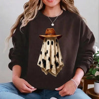 Cowboy Ghost T-Shirt Cowboy Hat Cow Print Western Halloween Unisex Rustic Fall Graphic