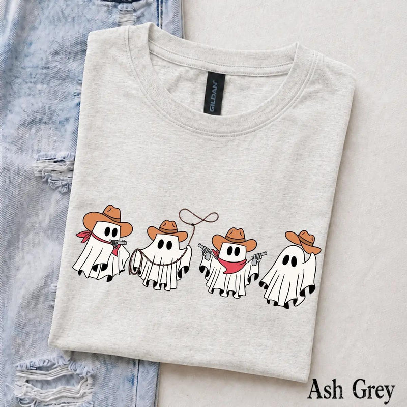 Cowboy Ghost T-Shirt Western Halloween Spooky Season Women Cute