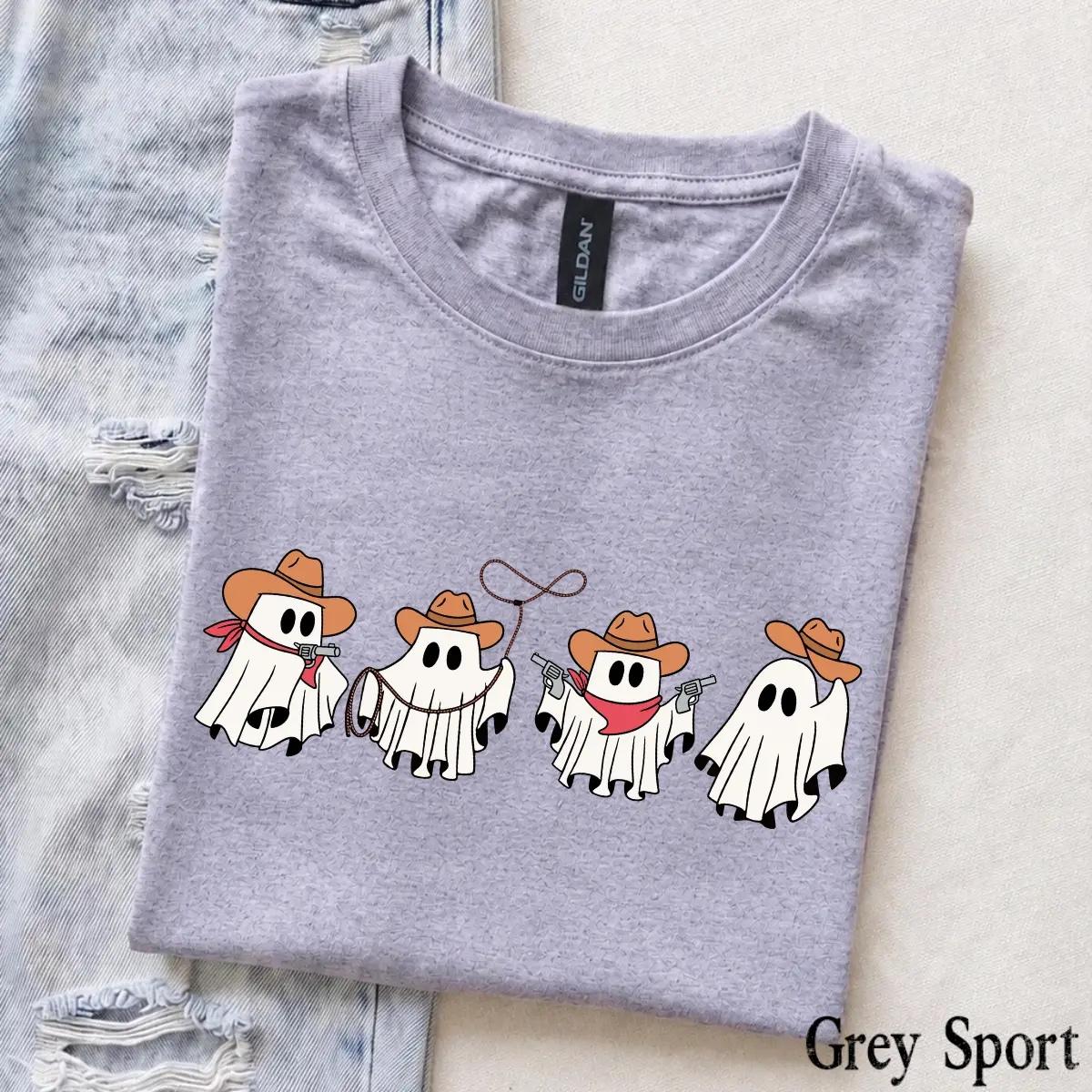 Cowboy Ghost T-Shirt Western Halloween Spooky Season Women Cute