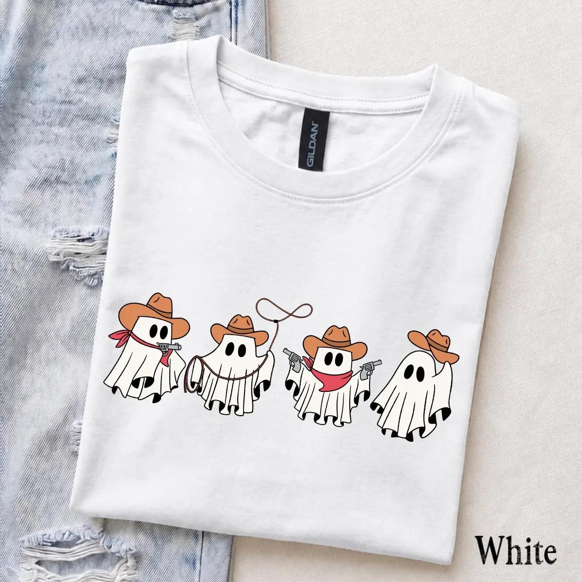 Cowboy Ghost T-Shirt Western Halloween Spooky Season Women Cute