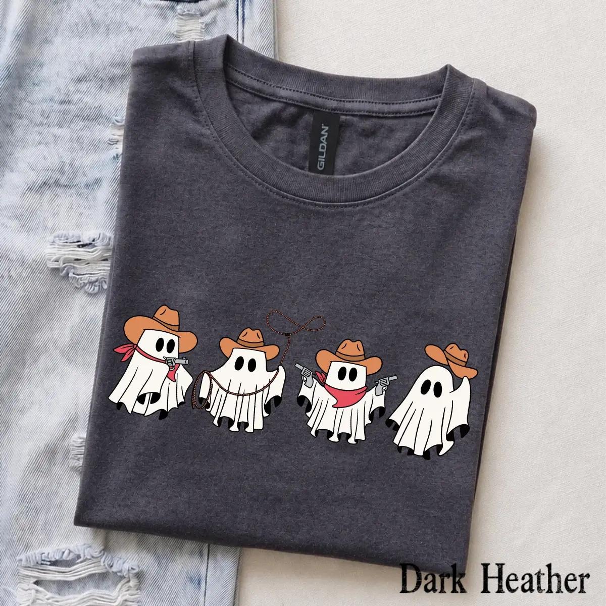 Cowboy Ghost T-Shirt Western Halloween Spooky Season Women Cute