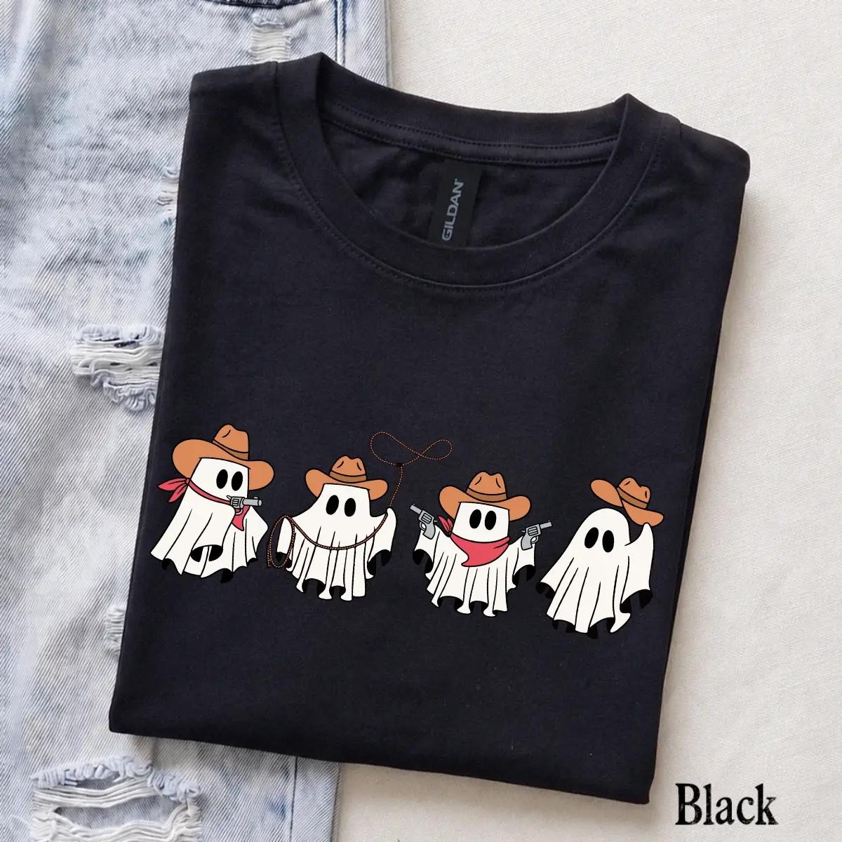 Cowboy Ghost T-Shirt Western Halloween Spooky Season Women Cute