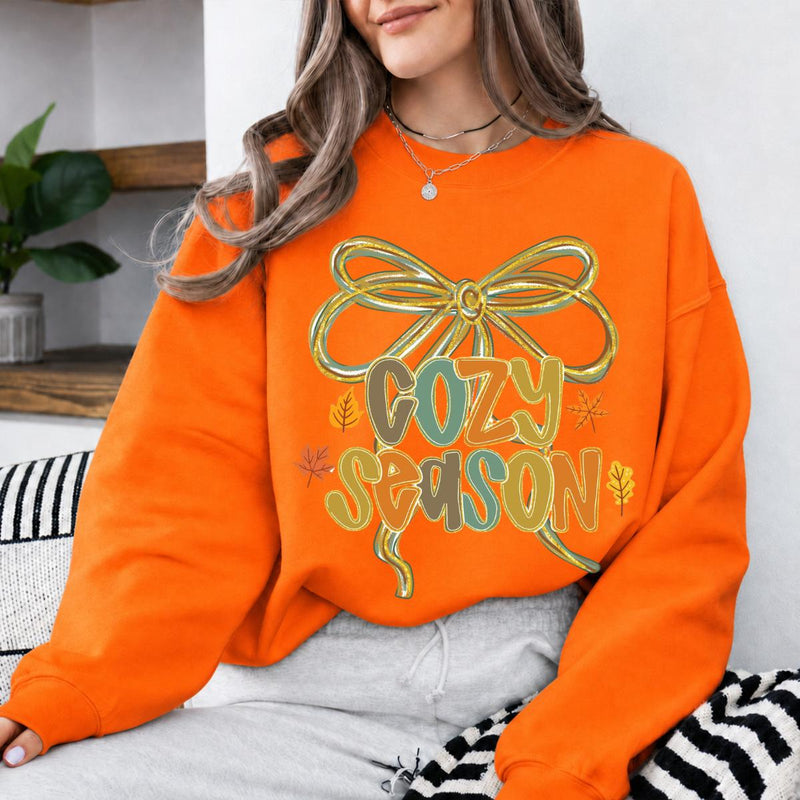 Cozy Season Coquette Cozy Season Sweatshirt and T-Shirt Fall Women Coquette Bow Design
