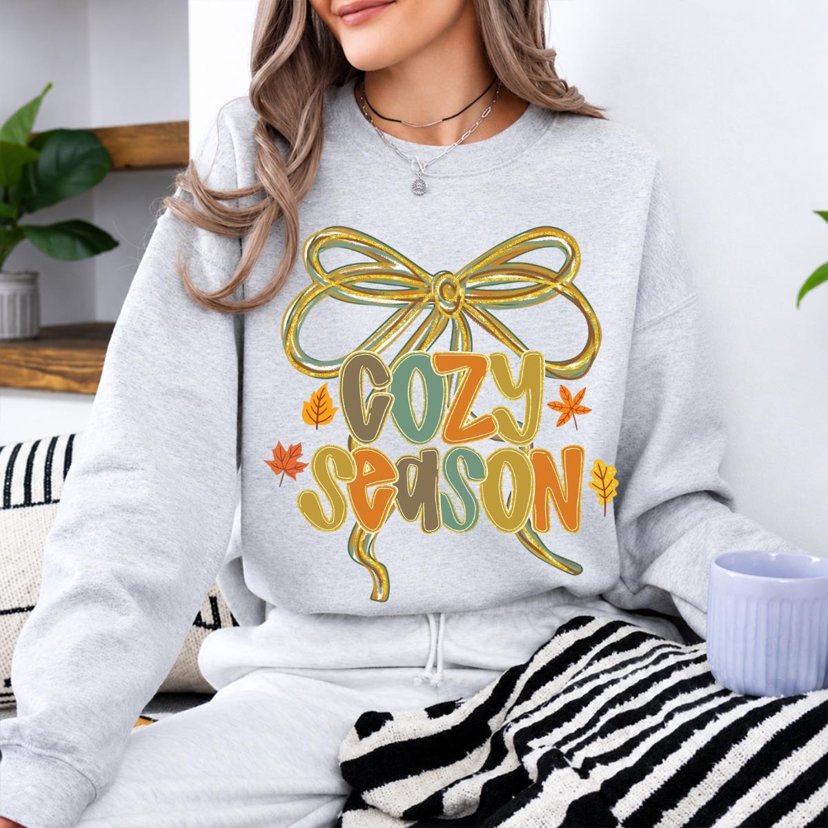 Cozy Season Coquette Cozy Season Sweatshirt and T-Shirt Fall Women Coquette Bow Design