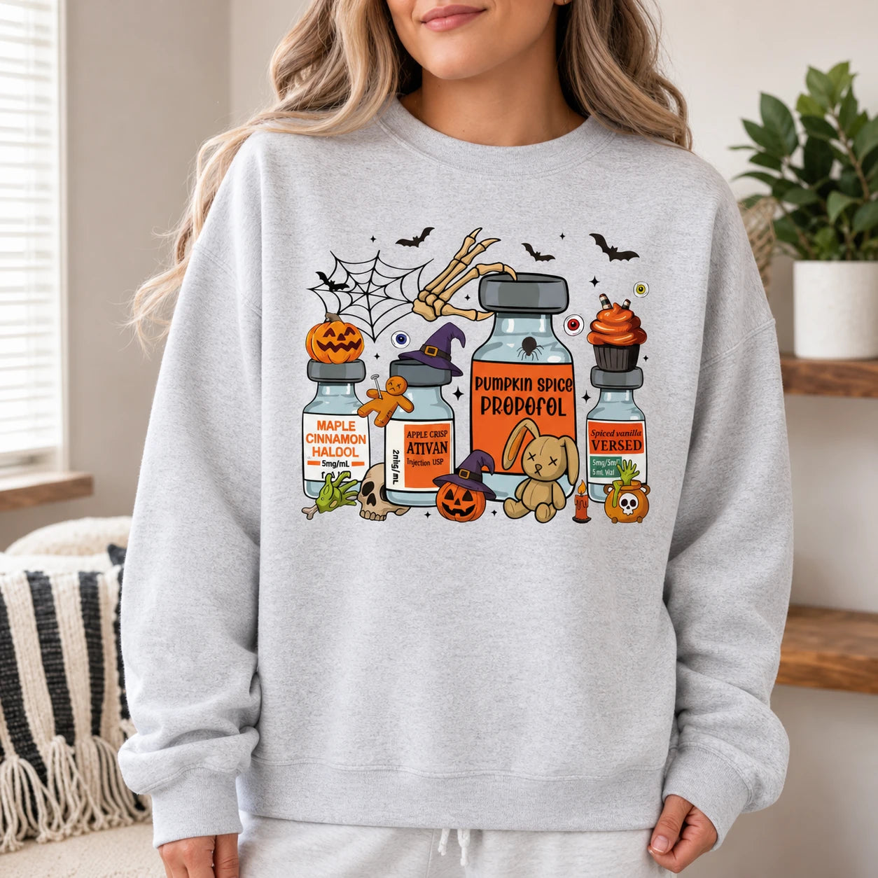 CRNA Halloween Shirt Pumpkin Spice Propofol Anesthesia T-Shirt Sweatshirt Spooky Fall Medical Graphic