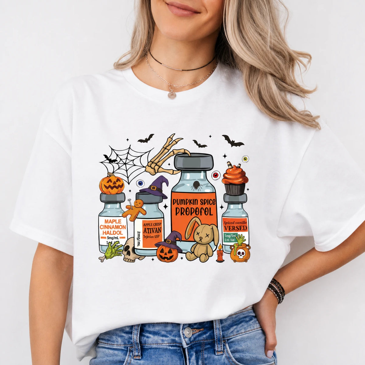 CRNA Halloween Shirt Pumpkin Spice Propofol Anesthesia T-Shirt Sweatshirt Spooky Fall Medical Graphic