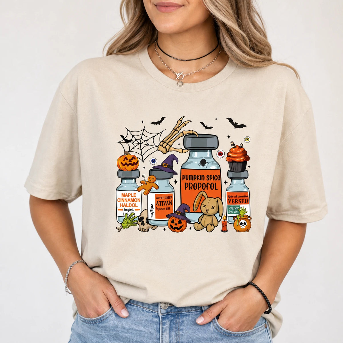 CRNA Halloween Shirt Pumpkin Spice Propofol Anesthesia T-Shirt Sweatshirt Spooky Fall Medical Graphic