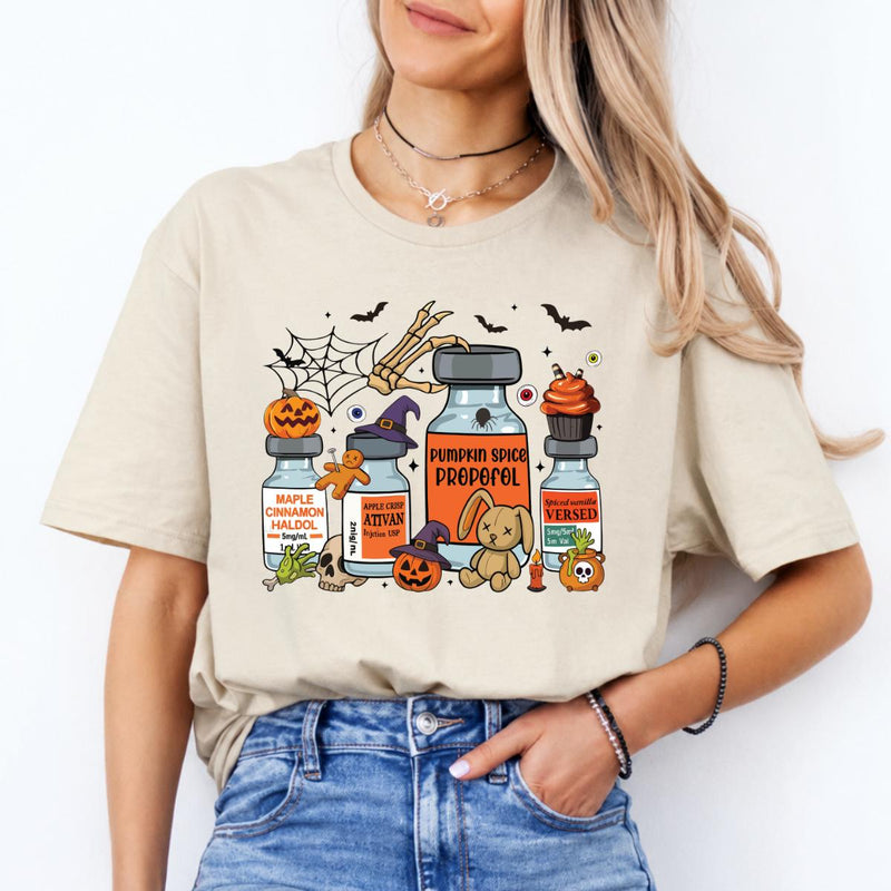 CRNA Halloween Sweatshirt and T-Shirt Pumpkin Spice Propofol Spooky Season Nurse Unisex Retro Graphic