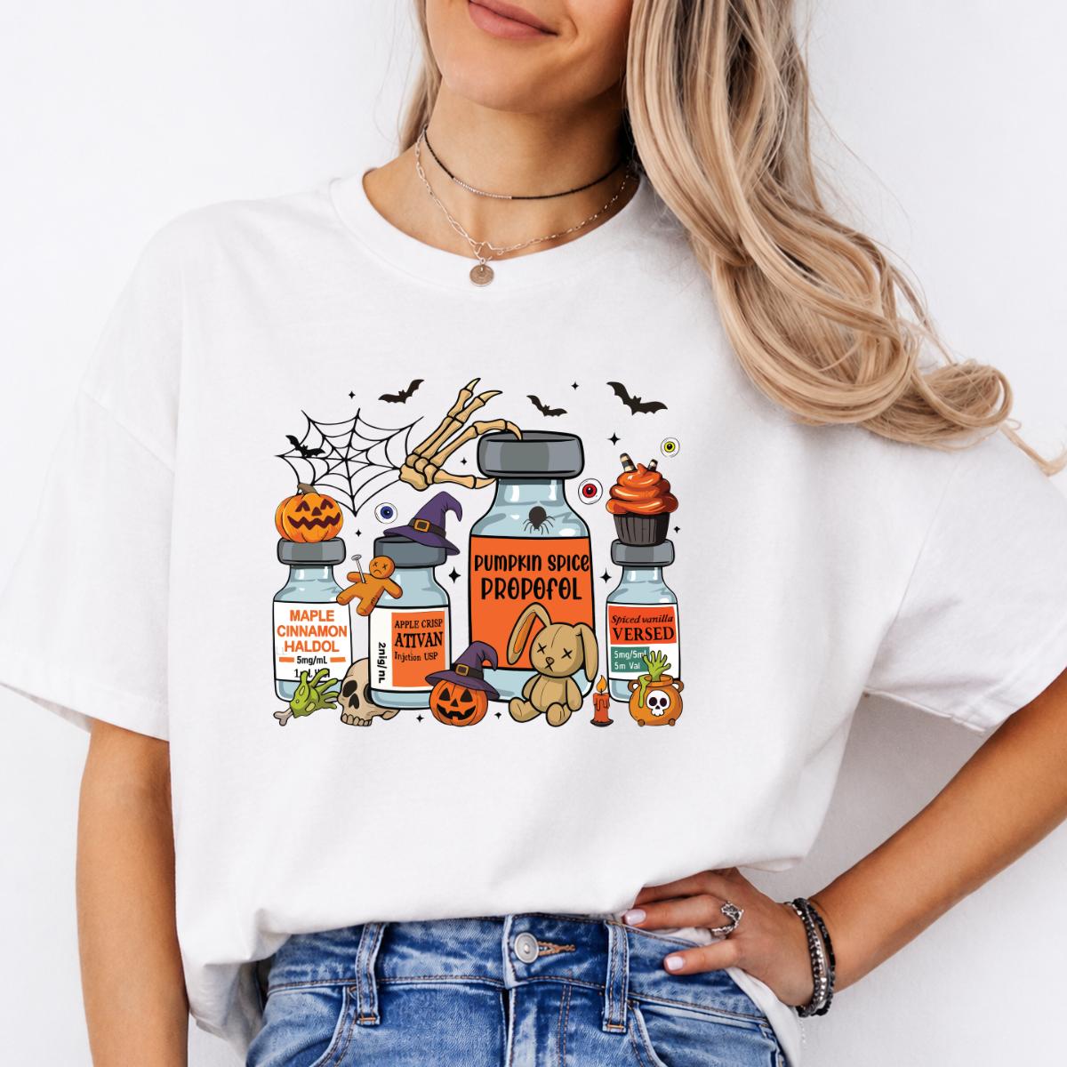 CRNA Halloween Sweatshirt and T-Shirt Pumpkin Spice Propofol Spooky Season Nurse Unisex Retro Graphic