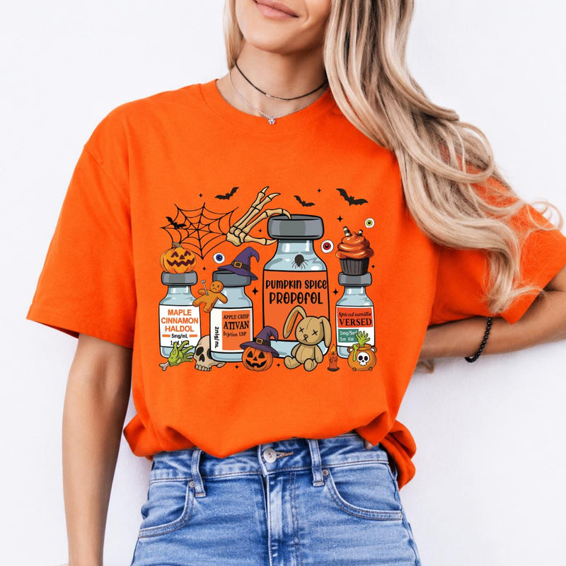 CRNA Halloween Sweatshirt and T-Shirt Pumpkin Spice Propofol Spooky Season Nurse Unisex Retro Graphic
