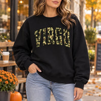 Custom Camo Zodiac Sweatshirt Personalized Star Sign Crewneck Vintage Varsity Graphic Pullover for Astrology Lovers