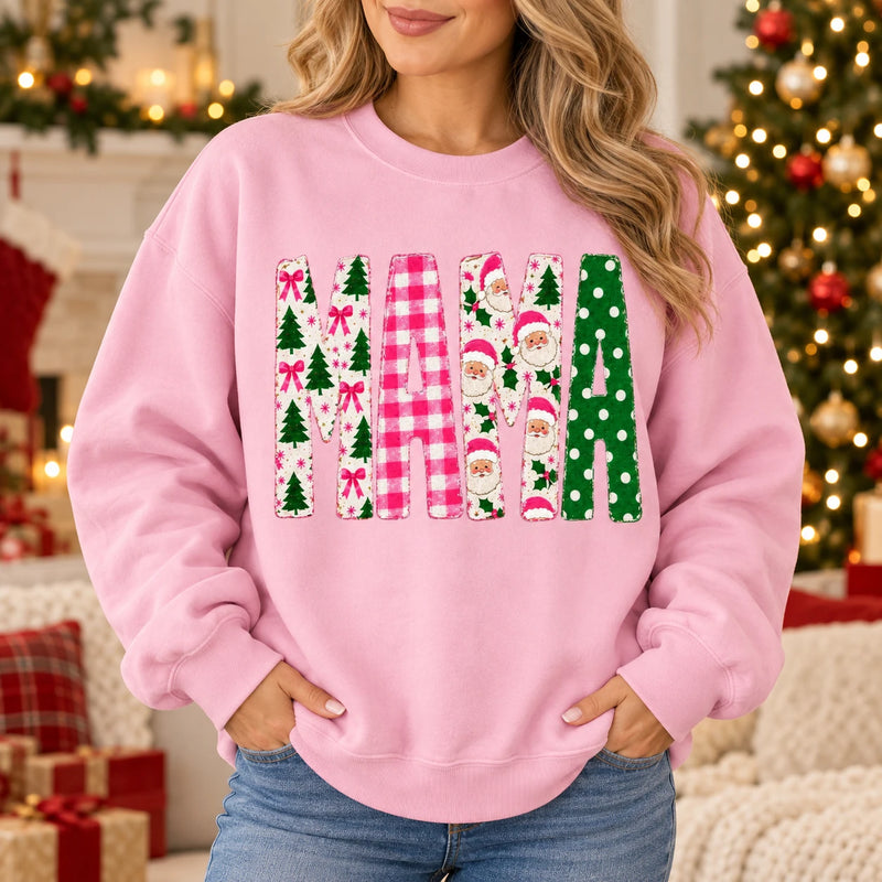 Custom Christmas Family Title Sweatshirt, Personalized Mama Grandma Gigi Aunt Coquette Holiday