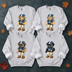 Custom Dog Breed Football Sweatshirt, Personalized Puppy Player Game Day Gift for Dog Moms, Dog Dads and Sports Fans