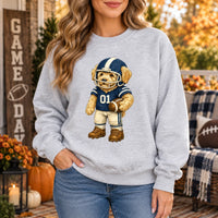 Custom Dog Breed Football Sweatshirt, Personalized Puppy Player Game Day Gift for Dog Moms, Dog Dads and Sports Fans