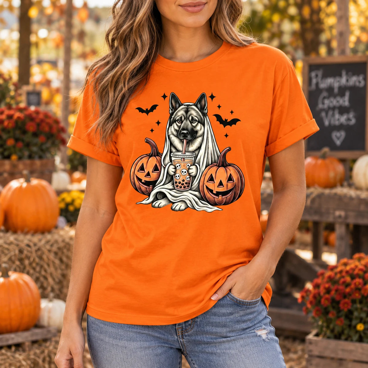 Custom Dog Breed Ghost Boba Halloween T-Shirt, Cute Spooky Season Pet Mom Graphic Tee, 50+ Breeds