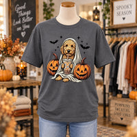 Custom Dog Breed Halloween Shirt, Cute Ghost Boba Pet Lover Tee, Spooky Fall Dog Mom Top