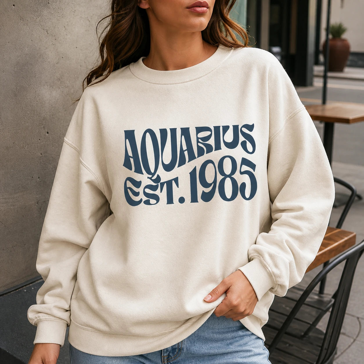 [Custom EST Year or Not EST] Personalized Zodiac Sweatshirt, Custom Choose Your Star Sign EST Year, Retro Astrology Birthday Gift for Horoscope Lovers