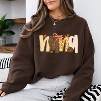 Custom Fall Family Name Sweatshirt, Choose Gigi Mimi Mama Nana or Honey Autumn Pumpkin Bow Design, Mom Grandma Thanksgiving Gift