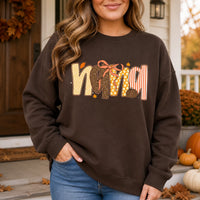 Custom Fall Family Sweatshirt, Personalized GIGI MAMA MIMI NANA HONEY Pumpkin Bow Autumn Crewneck Gift