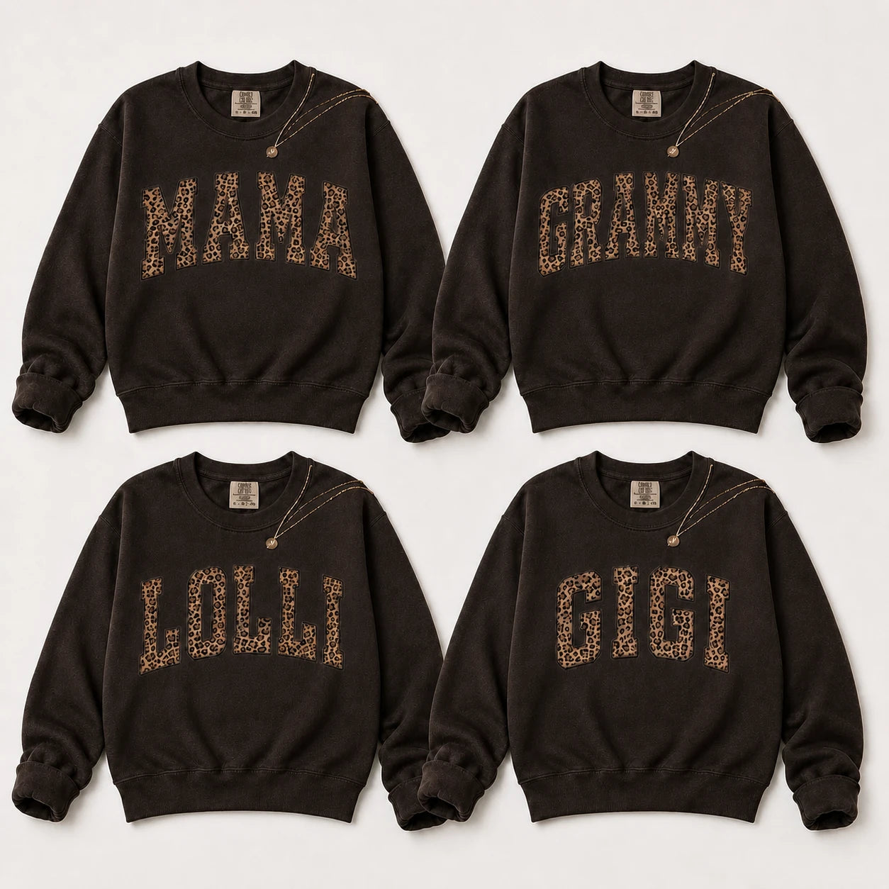 Custom Family Name Sweatshirt, Leopard Print Mama Gift