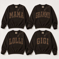 Custom Family Name Sweatshirt, Leopard Print Mama Gift