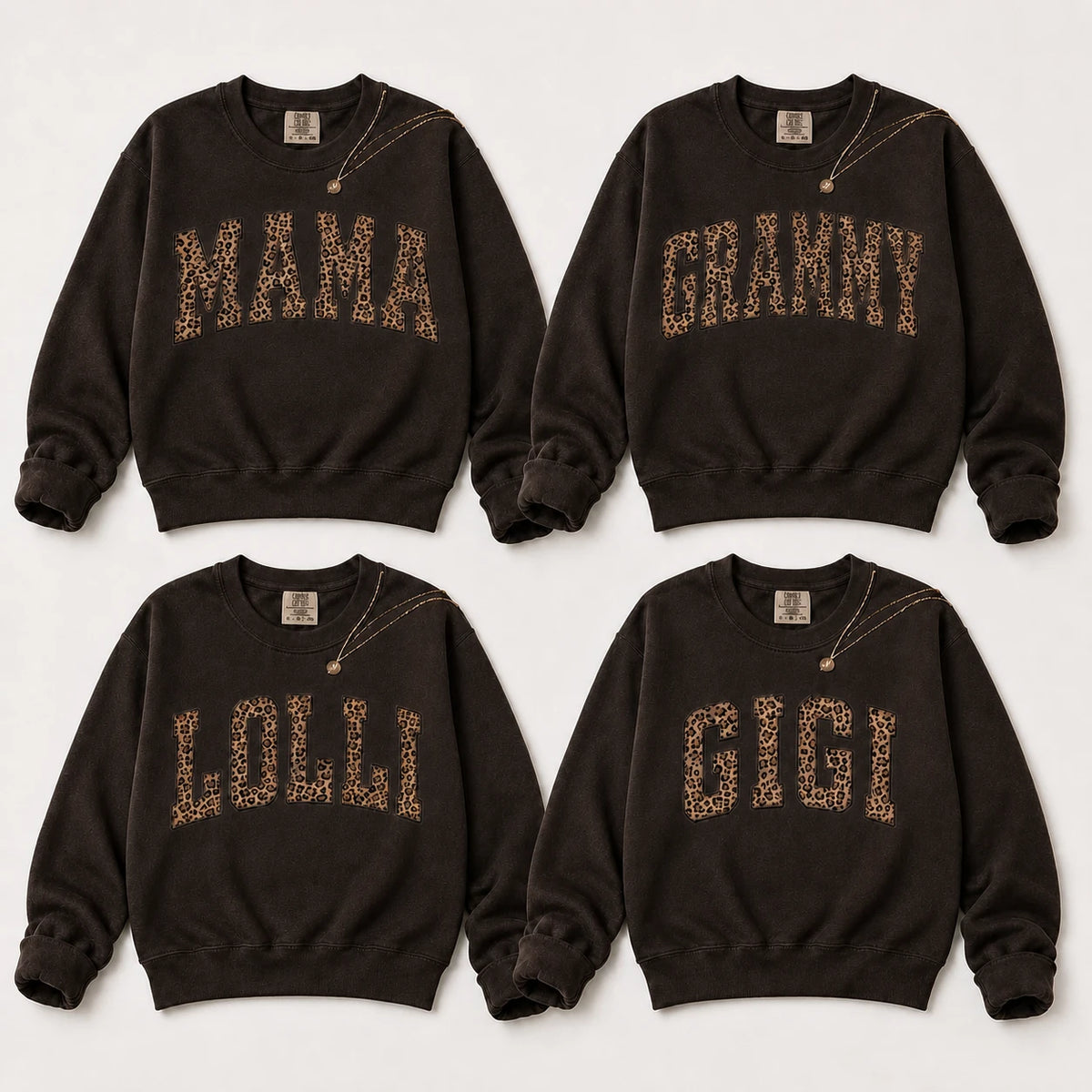 Custom Family Name Sweatshirt, Leopard Print Mama Gift