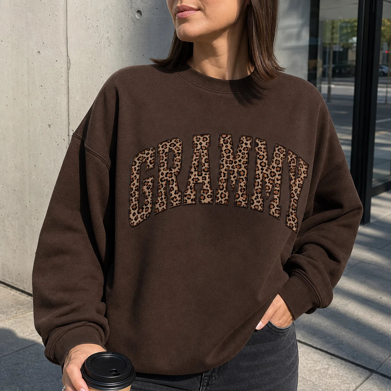 Custom Family Name Sweatshirt, Leopard Print Mama Gift