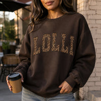 Custom Family Name Sweatshirt, Leopard Print Mama Gift