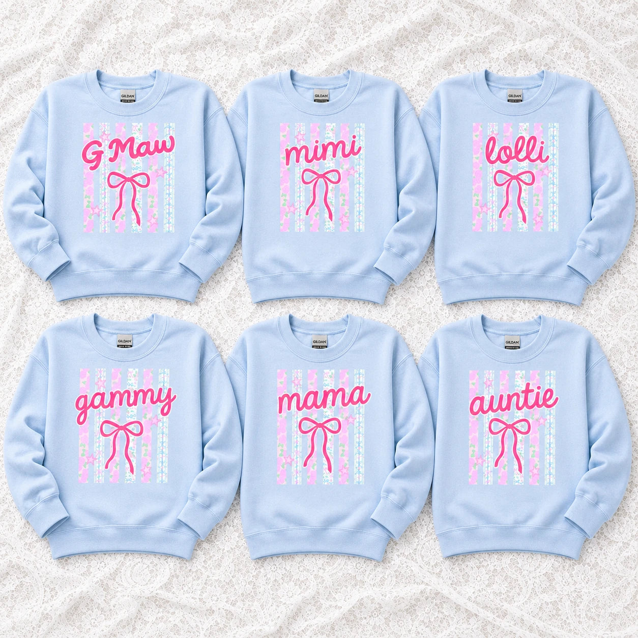 Custom Family Nickname Floral Bow Sweatshirt, Personalized Mom Grandma Auntie Crewneck Gift