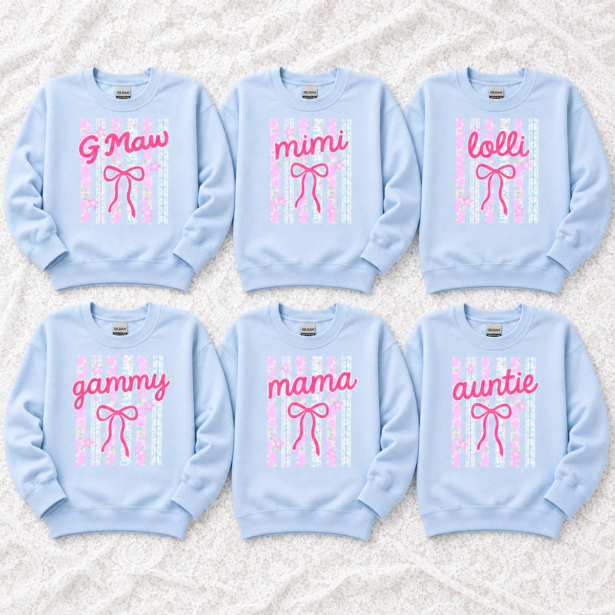 Custom Family Nickname Floral Bow Sweatshirt, Personalized Mom Grandma Auntie Crewneck Gift