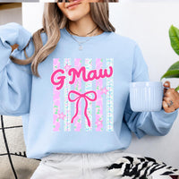 Custom Family Nickname Floral Bow Sweatshirt, Personalized Mom Grandma Auntie Crewneck Gift
