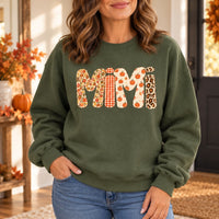 Custom Family Nickname Sweatshirt, Pumpkin Gingham Floral Patchwork Gift for Mom, Grandma, Mimi, Gigi, Aunt or Abuela