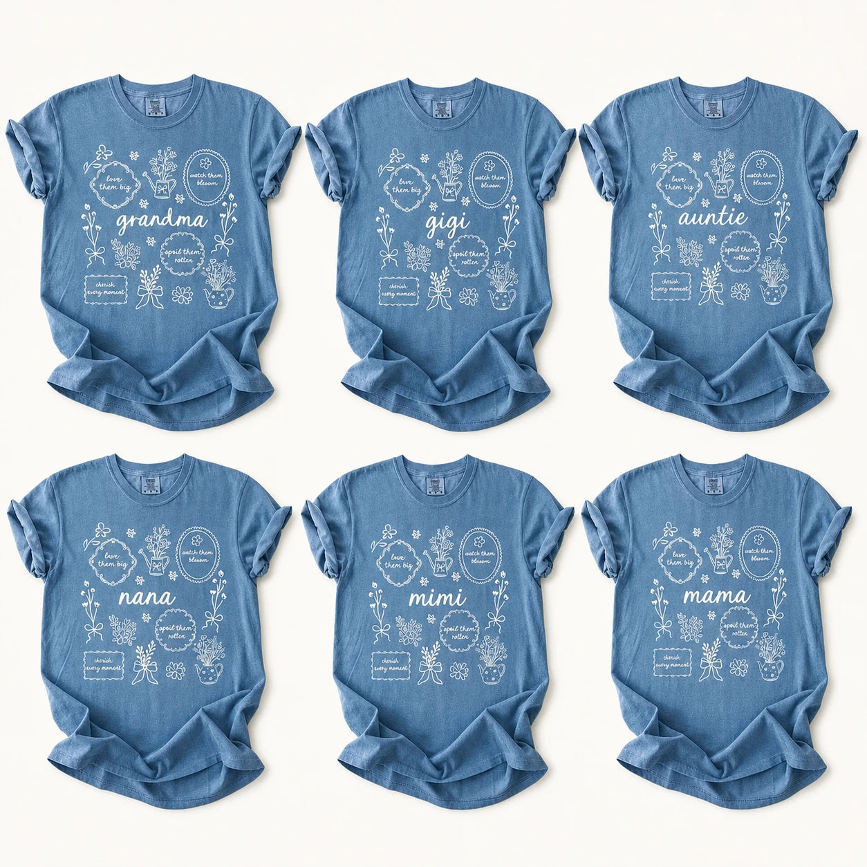 Custom Floral Family Nickname Shirt, Personalized Grandma Mama Nana Gigi Auntie Abuela Mother's Day Tee