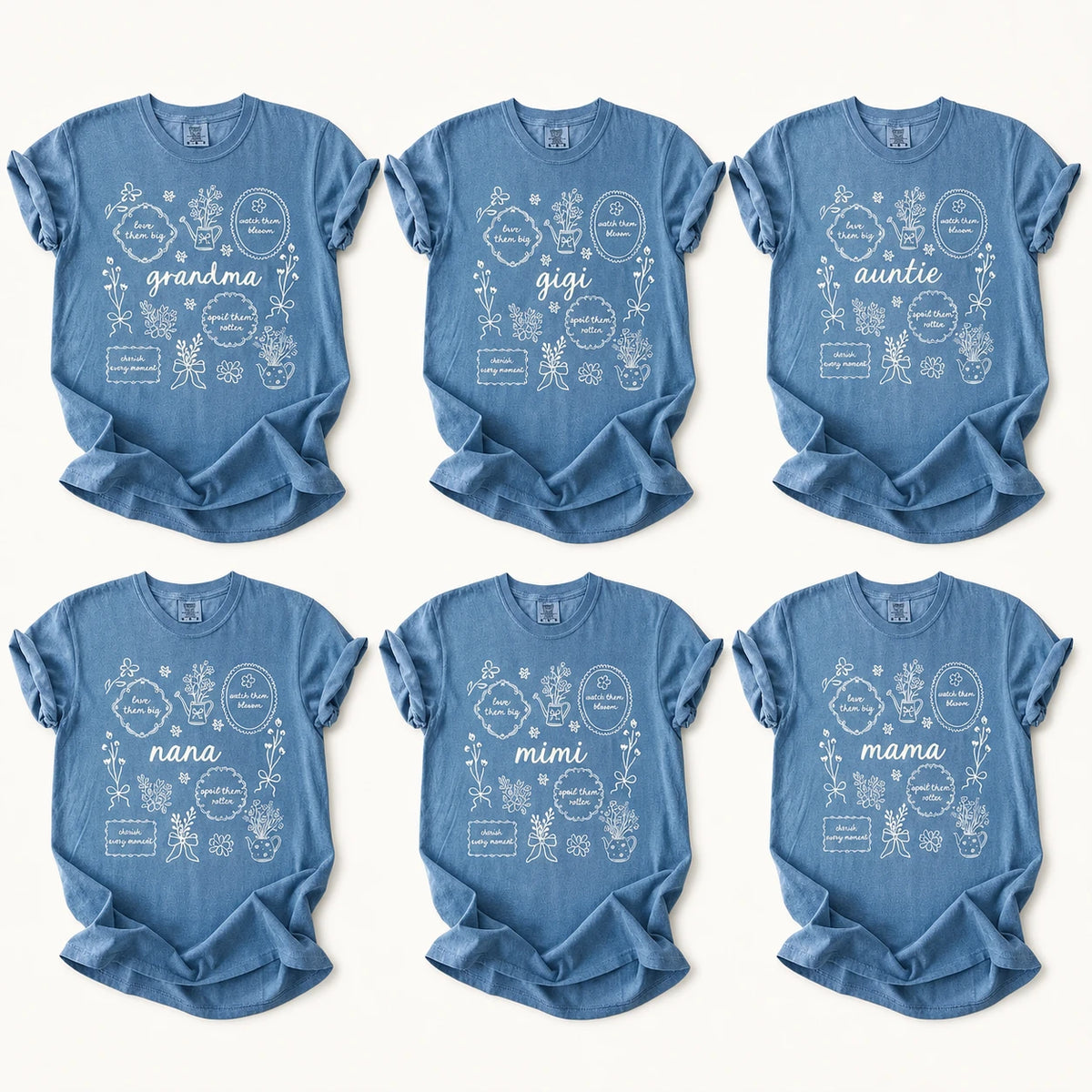 Custom Floral Family Nickname Shirt, Personalized Grandma Mama Nana Gigi Auntie Abuela Mother's Day Tee