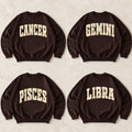 Custom Floral Zodiac Sweatshirt Vintage Astrology Crewneck Personalized Horoscope Graphic Pullover