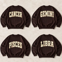 Custom Floral Zodiac Sweatshirt Vintage Astrology Crewneck Personalized Horoscope Graphic Pullover