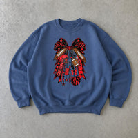 Custom Football Bow Personalized Team Spirit Sweatshirt Football Season Women Coquette Game Day Design