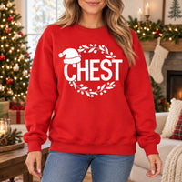 Custom Funny Christmas Couple Sweatshirt, Choose Chest or Nuts Holiday Pun Design Gift