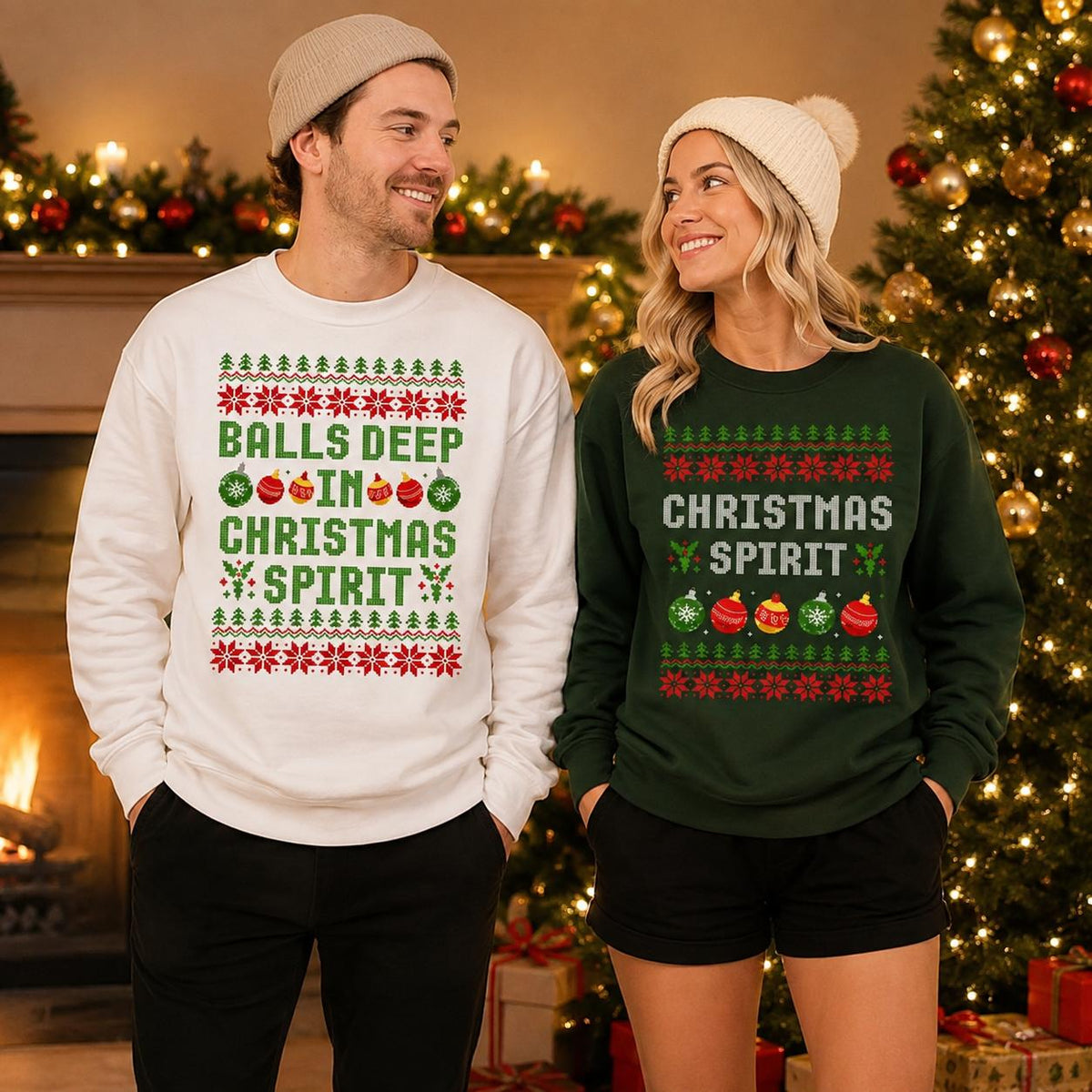 Custom Funny Couple Christmas Sweatshirt, Choose Your Design, Matching Xmas Holiday Party Gift