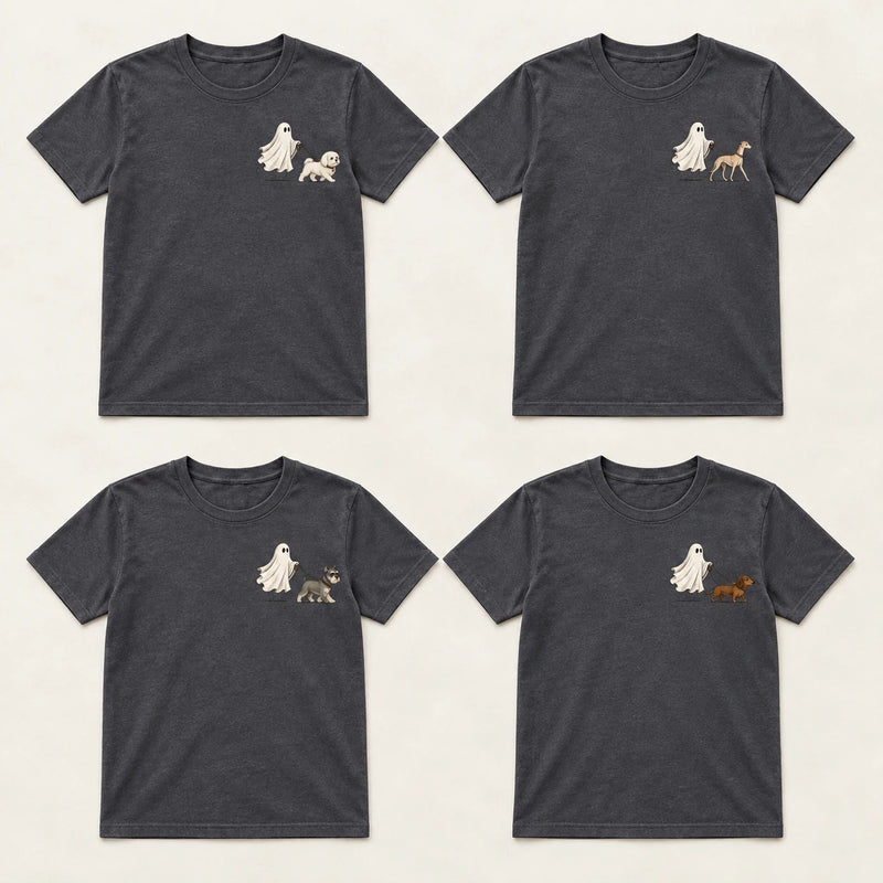 Custom Ghost Dog Breed Halloween T-Shirt, Spooky Season Pet Lover Graphic Tee