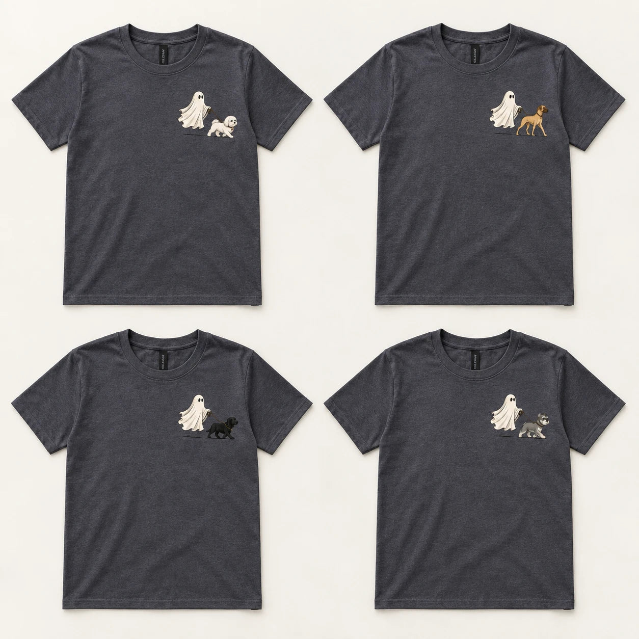 Custom Ghost Dog Breed Halloween T-Shirt, Spooky Season Pet Lover Graphic Tee