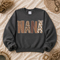 Custom Grandma Sweatshirt, Gigi Nana Mimi Mom Patchwork Name, Personalized Grandma & Mom Gift, Coquette Fall Floral, Women, Vintage Applique Style