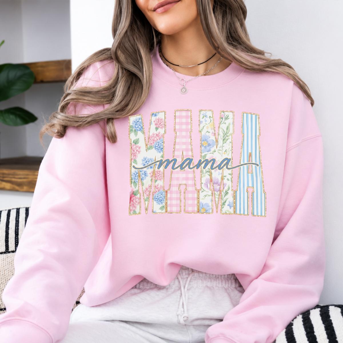 Custom Grandma Sweatshirt, Personalized Floral Nickname for Mimi Gigi Mama Auntie, Mother's Day Gift for Grandma & Mom, Women Pastel Coquette Family Matching