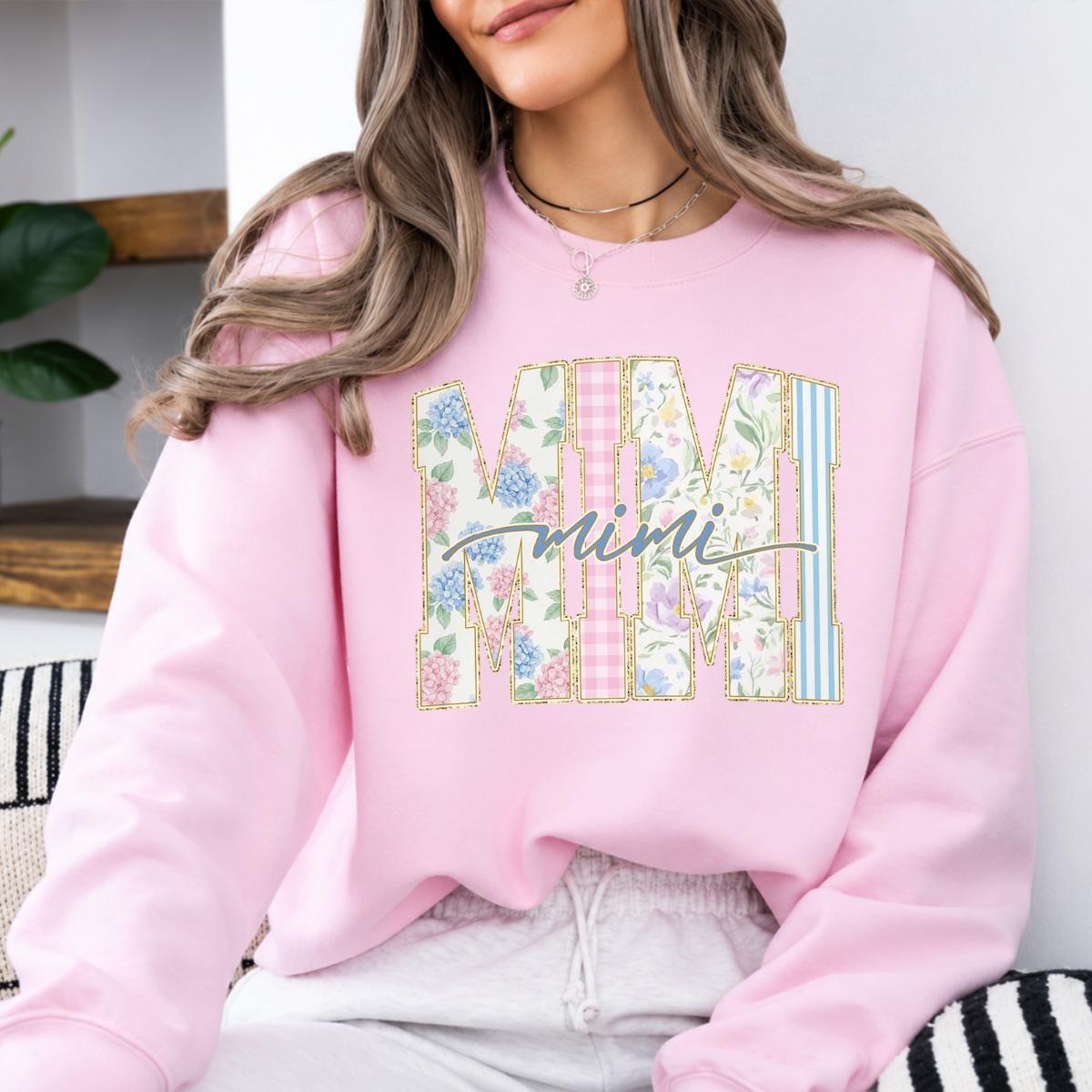 Custom Grandma Sweatshirt, Personalized Floral Nickname for Mimi Gigi Mama Auntie, Mother's Day Gift for Grandma & Mom, Women Pastel Coquette Family Matching